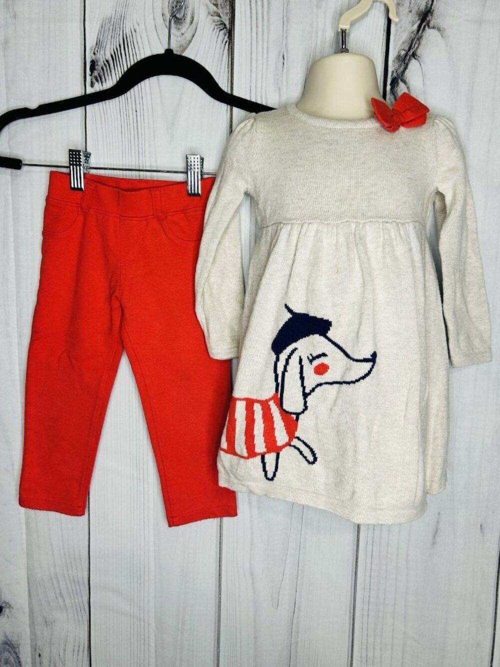 Girls Sz 18-24M Gymboree Mod About Orange Sweater Dress and Pants Set